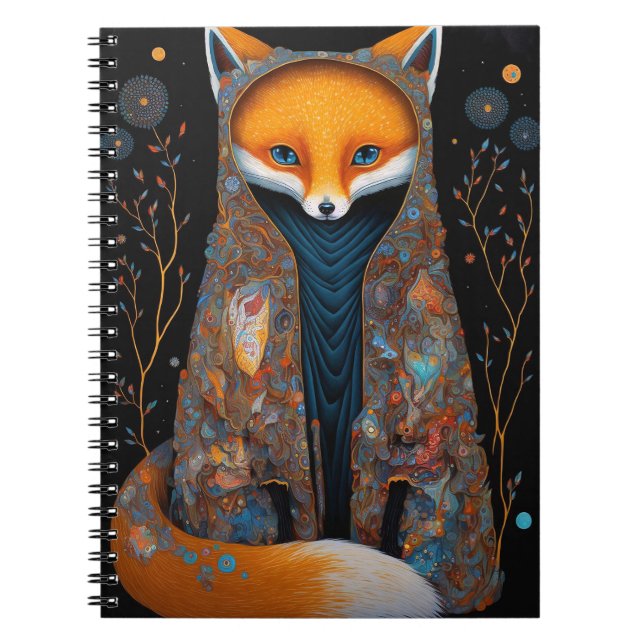 Whimsique Fox Woodland Fantasy Art Notebook Anteckningsbok (Framsidan)