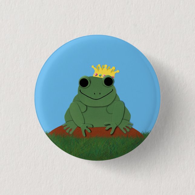 Whimsique Frog Prince med Krona Knapp (Framsida)