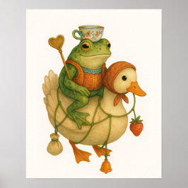 Whimsique Frog Riding a Anka Poster