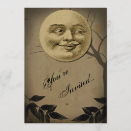 Whimsique Full Moon Ansikte Halloween fest Inbjudningar