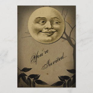 Whimsique Full Moon Ansikte Halloween fest Inbjudningar