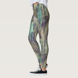 Whimsique Funky Violet Lila Teal Rand Art Leggings