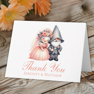 Whimsique Garden Gnome Orange Bröllop Tack Kort