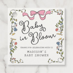 Whimsique Garden Party Blommigt Doodle Baby Shower Gåvor Etiketter