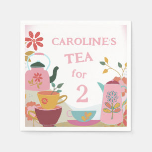 Whimsique Garden Rosa Tea Party 2:a födelsedagen Pappersservett