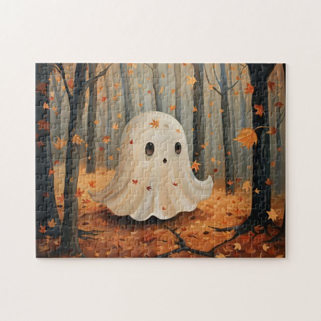 Whimsique Ghost Cute Fall Forest Pussel (Horisontell)