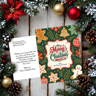 Whimsique Gingerbröd Holly-julhälsningar Helg Vykort