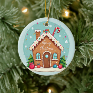 Whimsique Gingerbröd House-julscenen Julgransprydnad Keramik