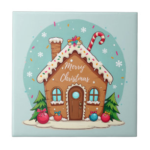 Whimsique Gingerbröd House-julscenen Kakelplatta