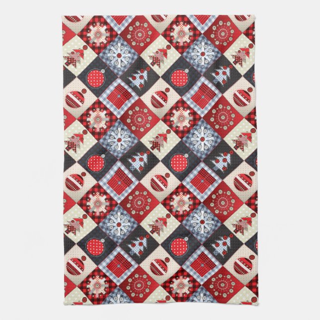 Whimsique Gingham jul Patchwork Quilt Kökshandduk (Vertikal)