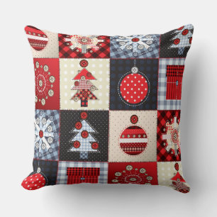 Whimsique Gingham jul Patchwork Quilt Kudde