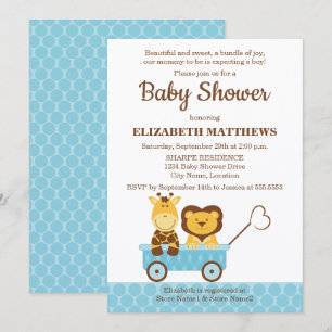 Whimsique Giraffe och Lejona babyskor Inbjudningar