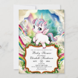 Whimsique Girl Unicorn Baby Shower Inbjudningar