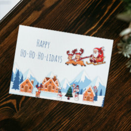 Whimsique Glad helg Santa Winter-jul Julkort