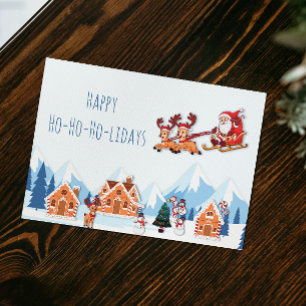 Whimsique Glad helg Santa Winter-jul Julkort