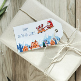 Whimsique Glad helg Santa Winter-jul Presentetikett