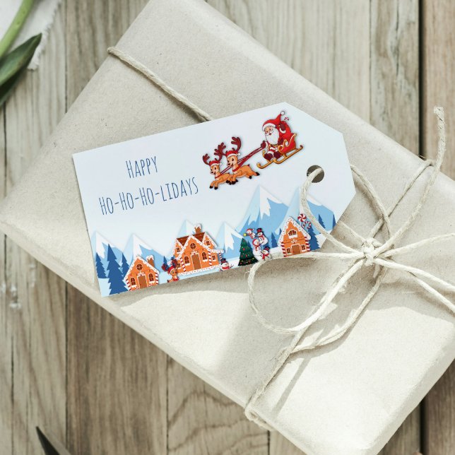 Whimsique Glad helg Santa Winter-jul Presentetikett (Skapare uppladdad)