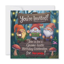 Whimsique Gnome Birthday, Cute Forest-Thned Party