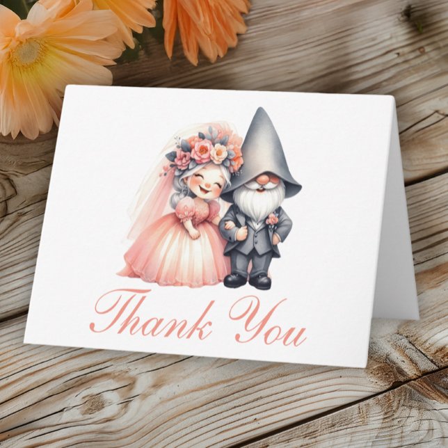 Whimsique Gnome Bröllop Tack Orange Woodland Kort (Skapare uppladdad)