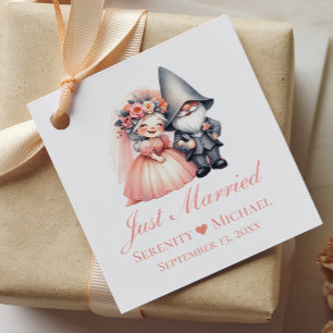 Whimsique Gnome Ny gifta Rustic Orange Bröllop Gåvor Etiketter