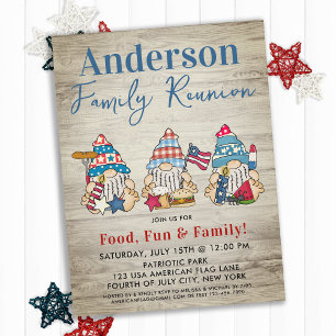 Whimsique Gnomes BBQ Farmhouse Family Reunion Inbjudan Vykort