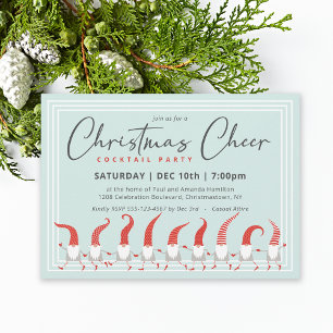 Whimsique Gnomes jul Cheer Cocktail Party Inbjudningar
