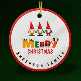 Whimsique Gnomes Playful Typsnitt God jul Julgransprydnad Keramik