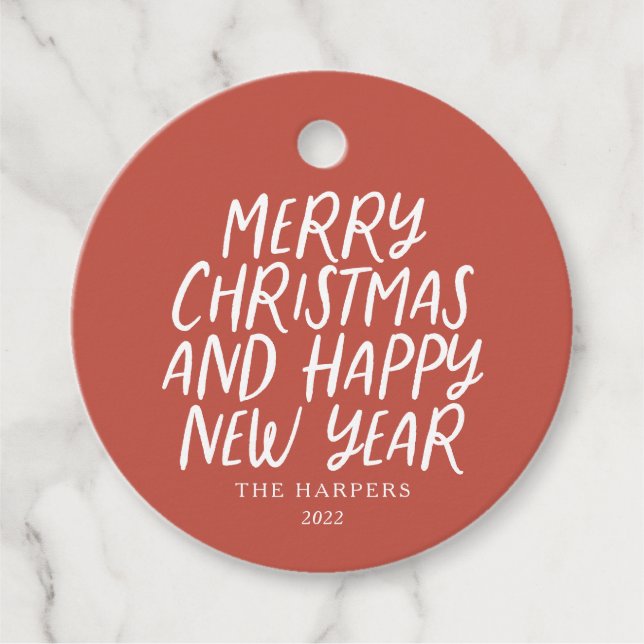 Whimsique God jul Gott nytt år Red Gåvor Etiketter (Framsida)