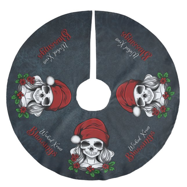 Whimsique Gothic Skull-jul Julgransmatta Borstad Polyester (Framsidan)