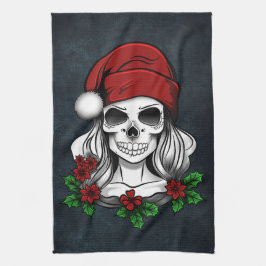 Whimsique Gothic Skull-jul Kökshandduk