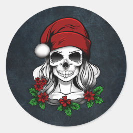 Whimsique Gothic Skull-jul Runt Klistermärke