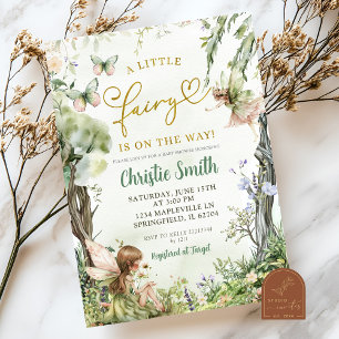 Whimsique Greenery Forest Little Fairy Baby Shower Inbjudningar