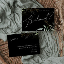 Whimsique Grey Black and Guld Bridesmaid Card