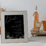 Whimsique Grey Guld Black Bröllop Drinks Menu Poster<br><div class="desc">Gå in i en värld av förtjusning med vår vita gröna dryckesmeny guld svarta bröllop poster, perfekt för din botaniska vår boho bröllop. Den här dryckesmenyn poster exudes elegance och modern stollig. Den är försedd med grönt-eukalyptus och guld-accenter. Föreställ er att vi kör igenom en magisk sommarträdgård, omgiven av naturens...</div>