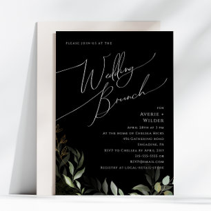 Whimsique Grey och Guld Black Bröllop Brunch Inbjudningar