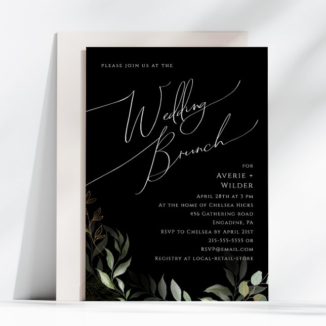 Whimsique Grey och Guld | Black Bröllop Brunch Inbjudningar (Skapare uppladdad)