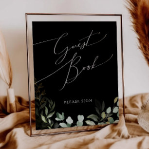 Whimsique Grey och Guld Black Guest Bok Poster