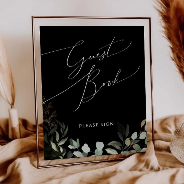Whimsique Grey och Guld Black Guest Bok Poster (Skapare uppladdad)