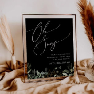 Whimsique Grey och Guld Black Oh Snap Hashtag Poster