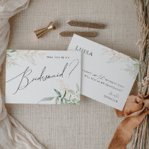 Whimsique Grey och Guld Bridesmaid Card
