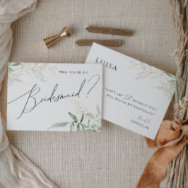 Whimsique Grey och Guld Bridesmaid Card Inbjudningar
