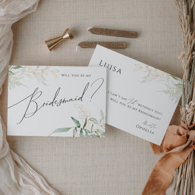 Whimsique Grey och Guld Bridesmaid Card Inbjudningar (Skapare uppladdad)