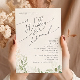 Whimsique Grey och Guld Bröllop Brunch Inbjudningar
