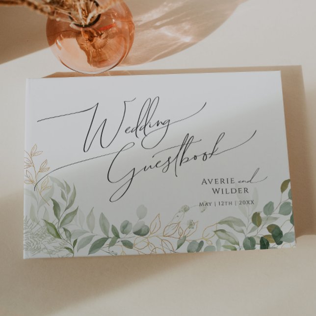 Whimsique Grey och Guld | Bröllop Guestbook Gästböcker (Skapare uppladdad)