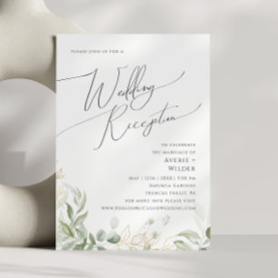Whimsique Grey och Guld   Bröllopmottagning Inbjudningar