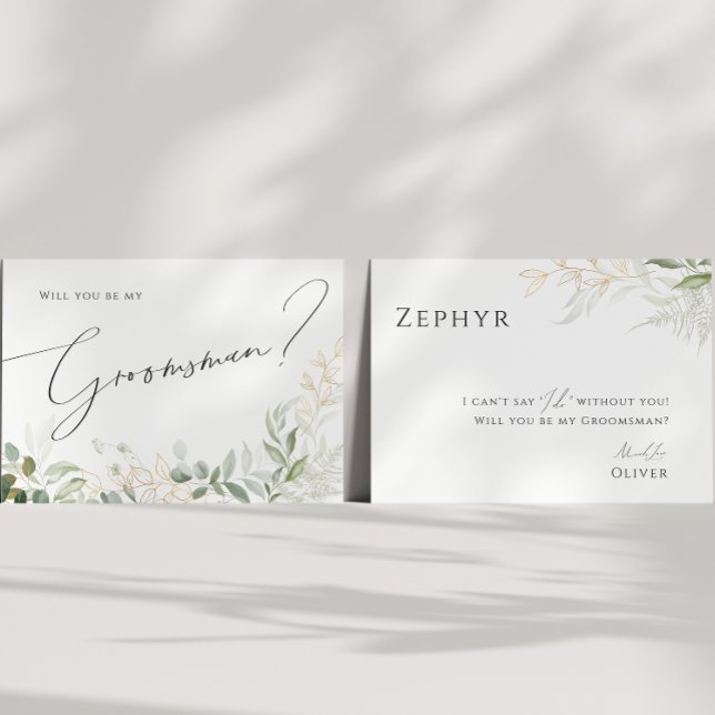 Whimsique Grey och Guld | Groomsmankort Inbjudningar (Skapare uppladdad)
