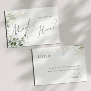 Whimsique Grey och Guld Maid of honor Card Inbjudningar