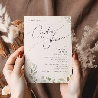 Whimsique Grey och Guld | Par Shower Inbjudningar