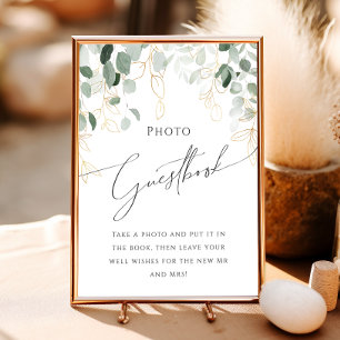 Whimsique Grey och Guld Photo Guest Bok Poster