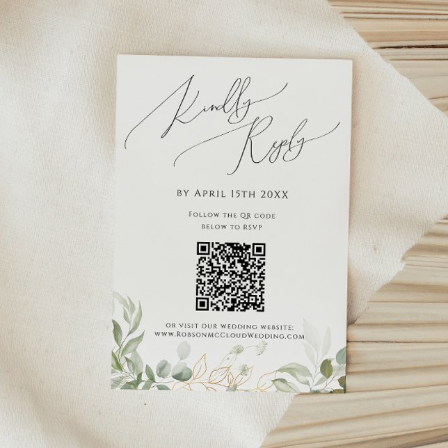 Whimsique Grey och Guld QR Code OSA kort (Skapare uppladdad)